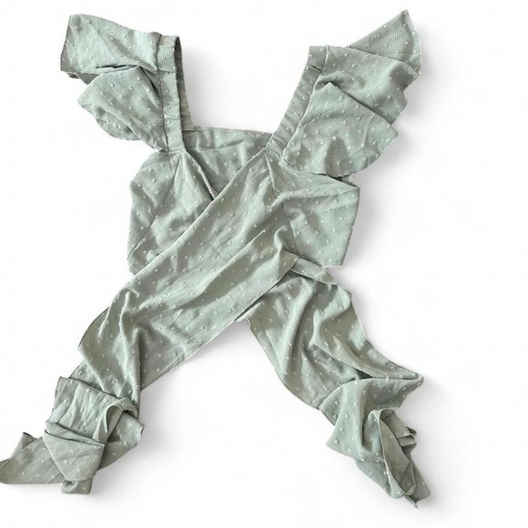 sage green swiss dot wrap crop top size L - Picture 7 of 8